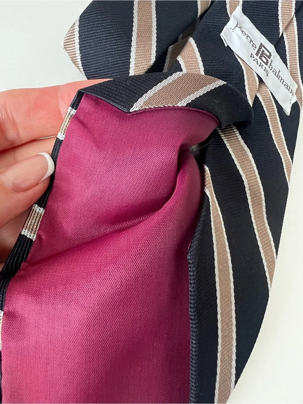 pierre balmain PARIS Classic Black and Brown Striped Men's Tie